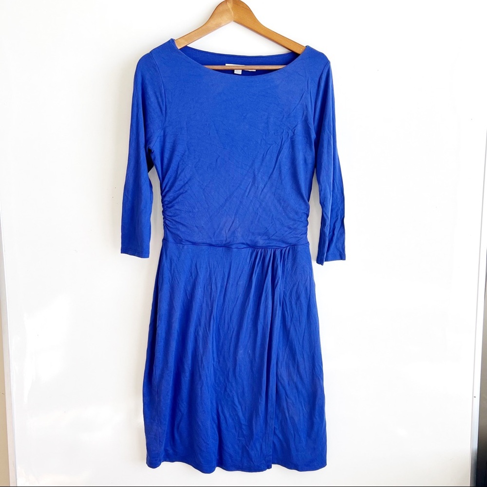 Boden Sheath Dress Size 10 Medium In Royal Blue, Empire Waist 3/4 Sleeve